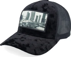 Velvet Caps-Iconic Classic Car & City Landscape Patch Velvet Black -