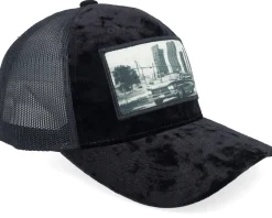 Velvet Caps-Iconic Classic Car & City Landscape Patch Velvet Black -