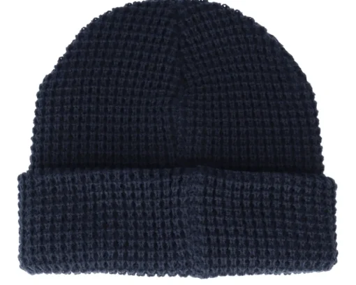 Knitted Beanies-Beechfield Classic Waffle Knit Navy Cuff - Blue