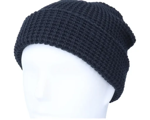Knitted Beanies-Beechfield Classic Waffle Knit Navy Cuff - Blue