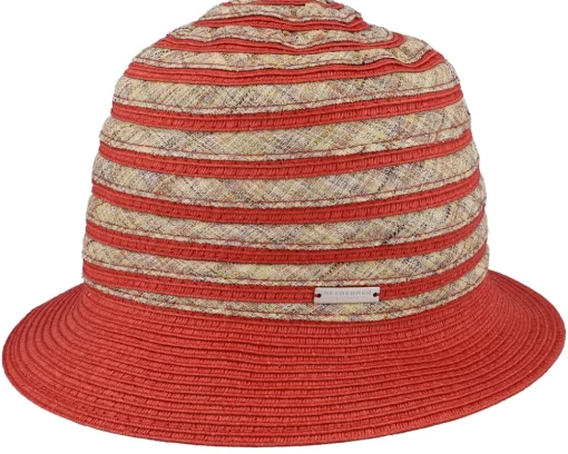 Sale Seeberger Cloche In Stripy Design Terracotta-Linen Bucket -