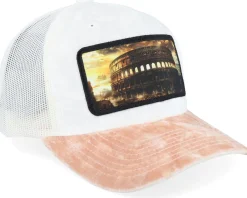 Trucker | Velvet Caps-Calza Pennello Colosseum At Its Peak Velvet /Peach/Ivory A-Frame Trucker - White