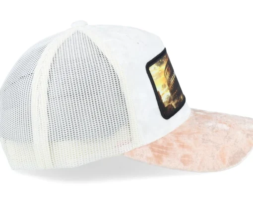 Trucker | Velvet Caps-Calza Pennello Colosseum At Its Peak Velvet /Peach/Ivory A-Frame Trucker - White