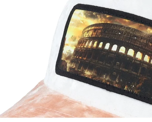 Trucker | Velvet Caps-Calza Pennello Colosseum At Its Peak Velvet /Peach/Ivory A-Frame Trucker - White