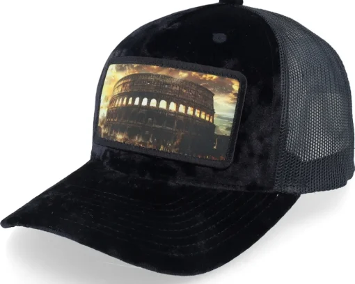 Trucker | Velvet Caps-Calza Pennello Colosseum At Its Peak Velvet /Peach/Ivory A-Frame Trucker - White