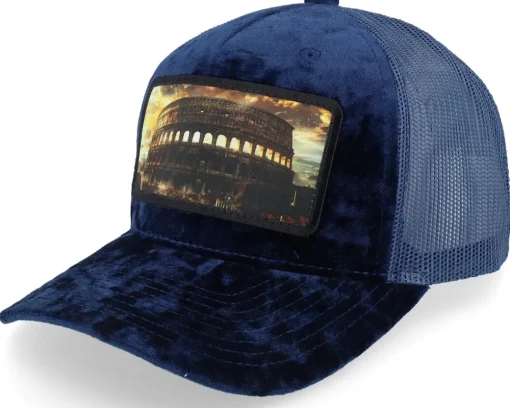 Trucker | Velvet Caps-Calza Pennello Colosseum At Its Peak Velvet /Peach/Ivory A-Frame Trucker - White
