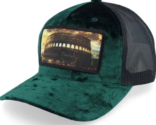 Trucker | Velvet Caps-Calza Pennello Colosseum At Its Peak Velvet /Peach/Ivory A-Frame Trucker - White