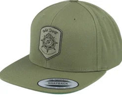 Snapback-Wild Spirit Compass Shield Green Patch Buck Snapback -