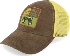 Trucker-John Deere Corduroy Poly Mesh Yellow/Brown Trucker -
