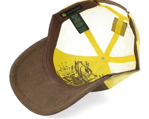 Trucker-John Deere Corduroy Poly Mesh Yellow/Brown Trucker -
