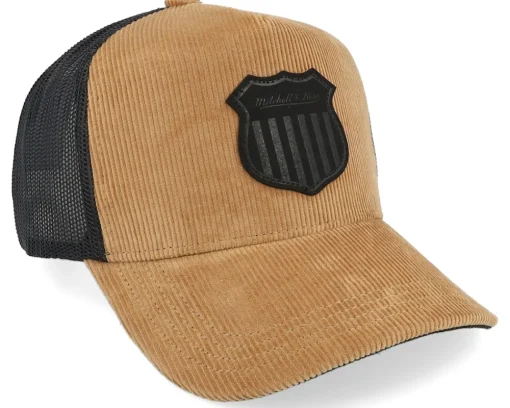 Adjustable-Mitchell & Ness Corduroy Shield Brown/Black A-Frame Adjustable - Beige