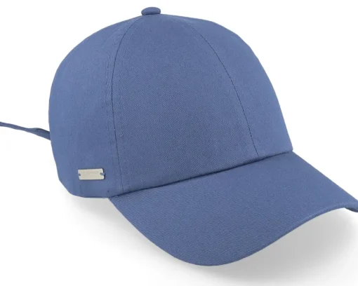 Fashion Seeberger Cotton Fabric Baseball Cap Steel Blue Dad Cap -