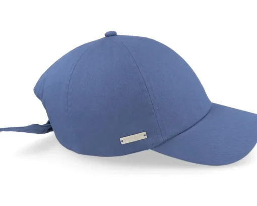 Fashion Seeberger Cotton Fabric Baseball Cap Steel Blue Dad Cap -