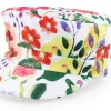 Vega-Seeberger Cotton Military Cap In Floral Design White Vega Cap -