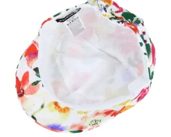 Vega-Seeberger Cotton Military Cap In Floral Design White Vega Cap -