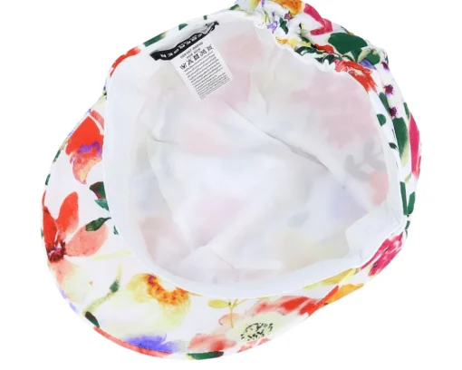 Vega-Seeberger Cotton Military Cap In Floral Design White Vega Cap -