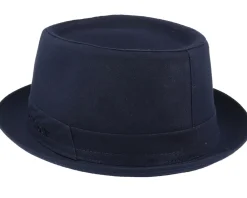Pork Pie Hats-Stetson Cotton Navy/Gun Metal Pork Pie -
