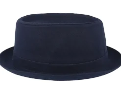 Pork Pie Hats-Stetson Cotton Navy/Gun Metal Pork Pie -