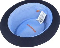 Pork Pie Hats-Stetson Cotton Navy/Gun Metal Pork Pie -