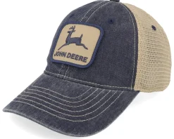 Trucker-John Deere Cotton/Poly Mesh Ivory/Navy Trucker -