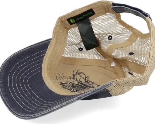 Trucker-John Deere Cotton/Poly Mesh Ivory/Navy Trucker -