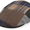 Sale MJM Hats Country Wool Mix Patch/Leather Brown Flatcap -