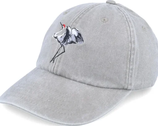New Wild Spirit Crane Embroidery Grey Dad Cap -