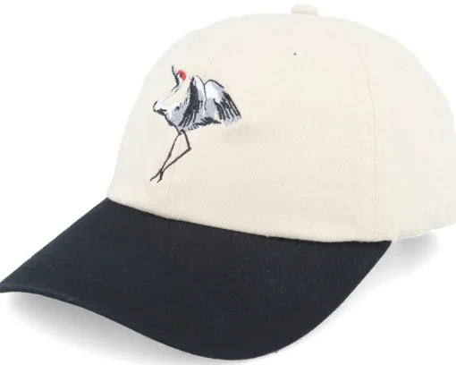 Dad Cap-Wild Spirit Crane Washed Stone/Black Dad Cap -