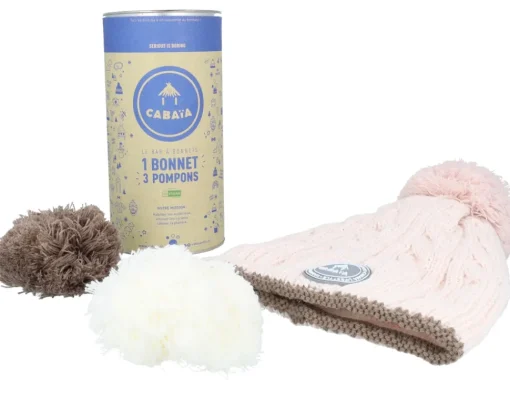 Knitted Beanies-Cabaïa Creamy Gin Light Pink Pom -