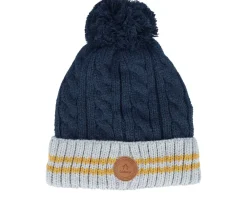 Pom Beanies | Knitted Beanies-Cabaïa Creamy Gin New Navy Mustard Pom -
