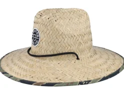 Discount Brixton Crest Sun Tan/Tiger Camo Straw Hat -