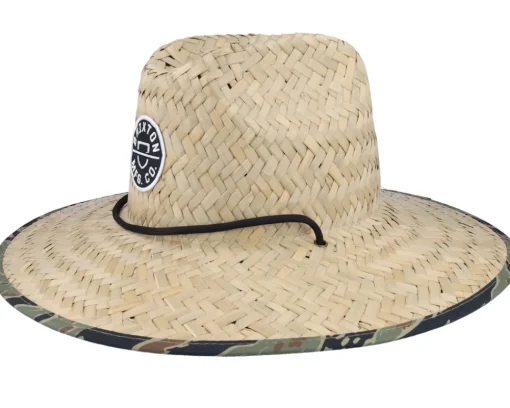 Discount Brixton Crest Sun Tan/Tiger Camo Straw Hat -