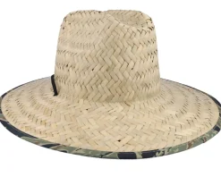 Discount Brixton Crest Sun Tan/Tiger Camo Straw Hat -