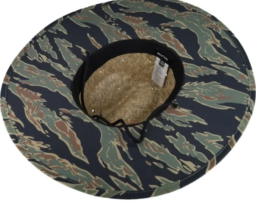 Discount Brixton Crest Sun Tan/Tiger Camo Straw Hat -