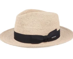 Straw Hat-Stetson Crochet Straw Fedora -