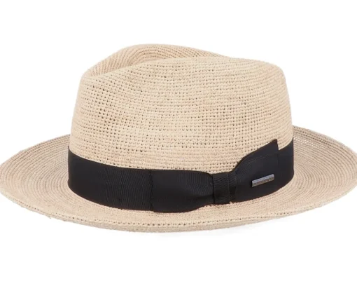 Straw Hat-Stetson Crochet Straw Fedora -