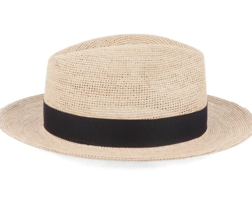 Straw Hat-Stetson Crochet Straw Fedora -