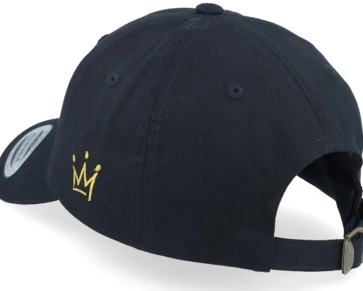 Dad Cap-Iconic Crown Side Embroidered Black Dad Cap -