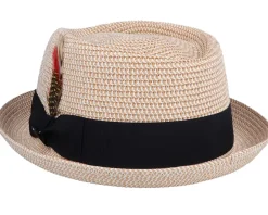 New Jaxon & James Crown Toyo Braided Beige Pork Pie -