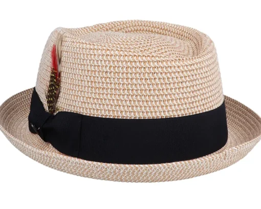 New Jaxon & James Crown Toyo Braided Beige Pork Pie -
