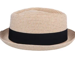 New Jaxon & James Crown Toyo Braided Beige Pork Pie -