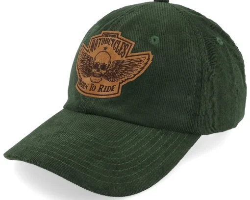 Fashion Born To Ride Custom Motorcycles Patch Cord Dark Olive Dad Cap -