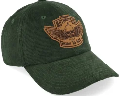 Fashion Born To Ride Custom Motorcycles Patch Cord Dark Olive Dad Cap -