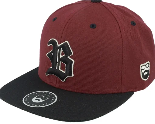 Snapback-Bearded Man 3D Sport Logo Side Patch Maroon/Black Snapback -
