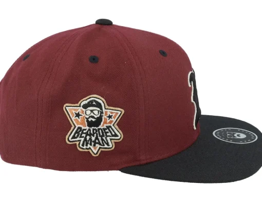 Snapback-Bearded Man 3D Sport Logo Side Patch Maroon/Black Snapback -