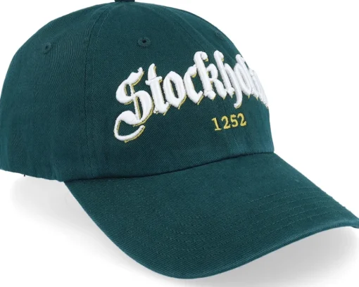 Outlet Hatstore 3d Stockholm White Script Solid Dark Dad Cap - Green