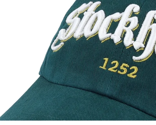 Outlet Hatstore 3d Stockholm White Script Solid Dark Dad Cap - Green