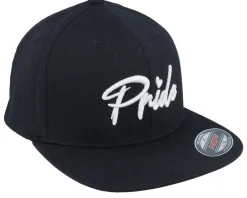 Fitted-Fair 3d White Pride Logo Flat Brim Fitted - Black