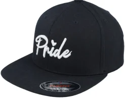 Fitted-Fair 3d White Pride Logo Flat Brim Fitted - Black