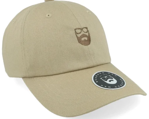 Dad Cap-Bearded Man Dad Cap Khaki/Brown Adjustable -